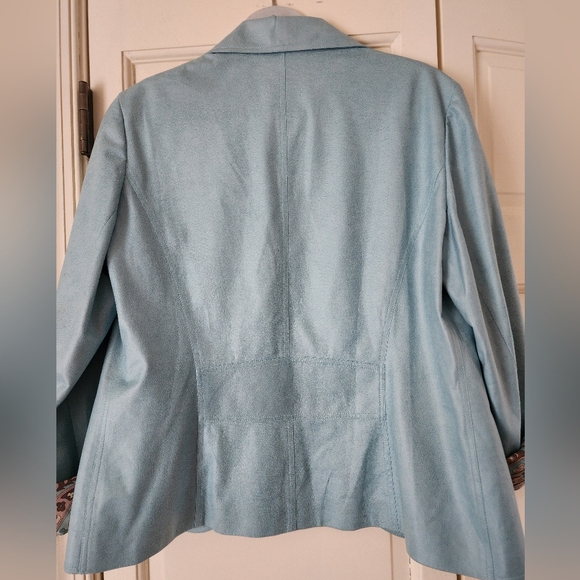 Identity French Designer Shimmery Stitching Floral Lining Blazer.Pit to pit 20" - Picture 3 of 7